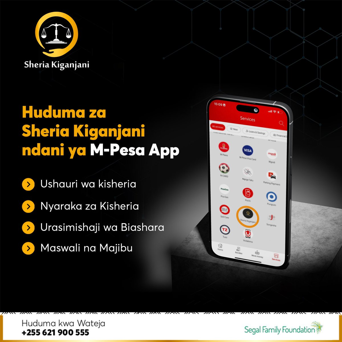 SheriaKiganjani's tweet photo. Zifuatazo ni huduma Sheria Kiganjani zinazopatikana ndani ya M-Pesa App.
✅ Ushauri wa Kisheria
✅ Nyaraka za Kisheria
✅ Urasimishaji wa Biashara
✅ Maswali na Majibu
#sheriakiganjaniapp #sheriakiganjani #legaltech #legalgurus #partnership #vodacomplc #mpesa #mpesaapp https://t.co/gwnbuOrQsv