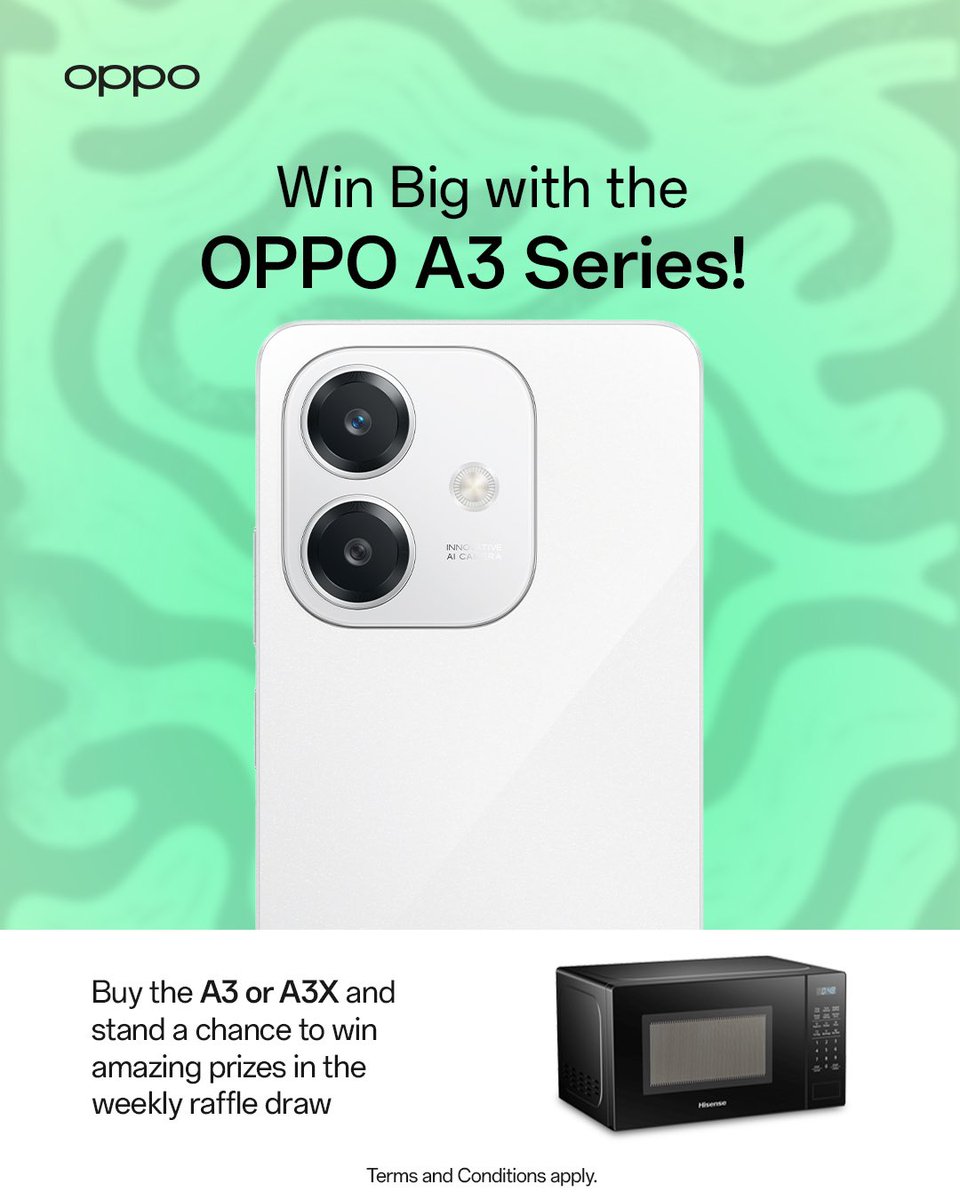 OPPONigeria's tweet photo. The clock is ticking. You still have the chance to start the year with a bang!
Buy the A3 Series today and stand a chance to win a Microwave this January in the Raffle Draw. Start your year right with amazing rewards. Don’t miss out!
#OPPOA3Series #StartWithABang https://t.co/M5E4x6x9nS