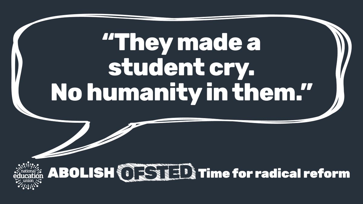 NEUnion's tweet photo. Ofsted claims to operate in the interests of pupils and parents. In reality, this couldn’t be further from the truth. The inspectorate is failing our pupils. That has to change. #AbolishOfsted #TimeForRadicalReform https://t.co/JnUb6Knxck