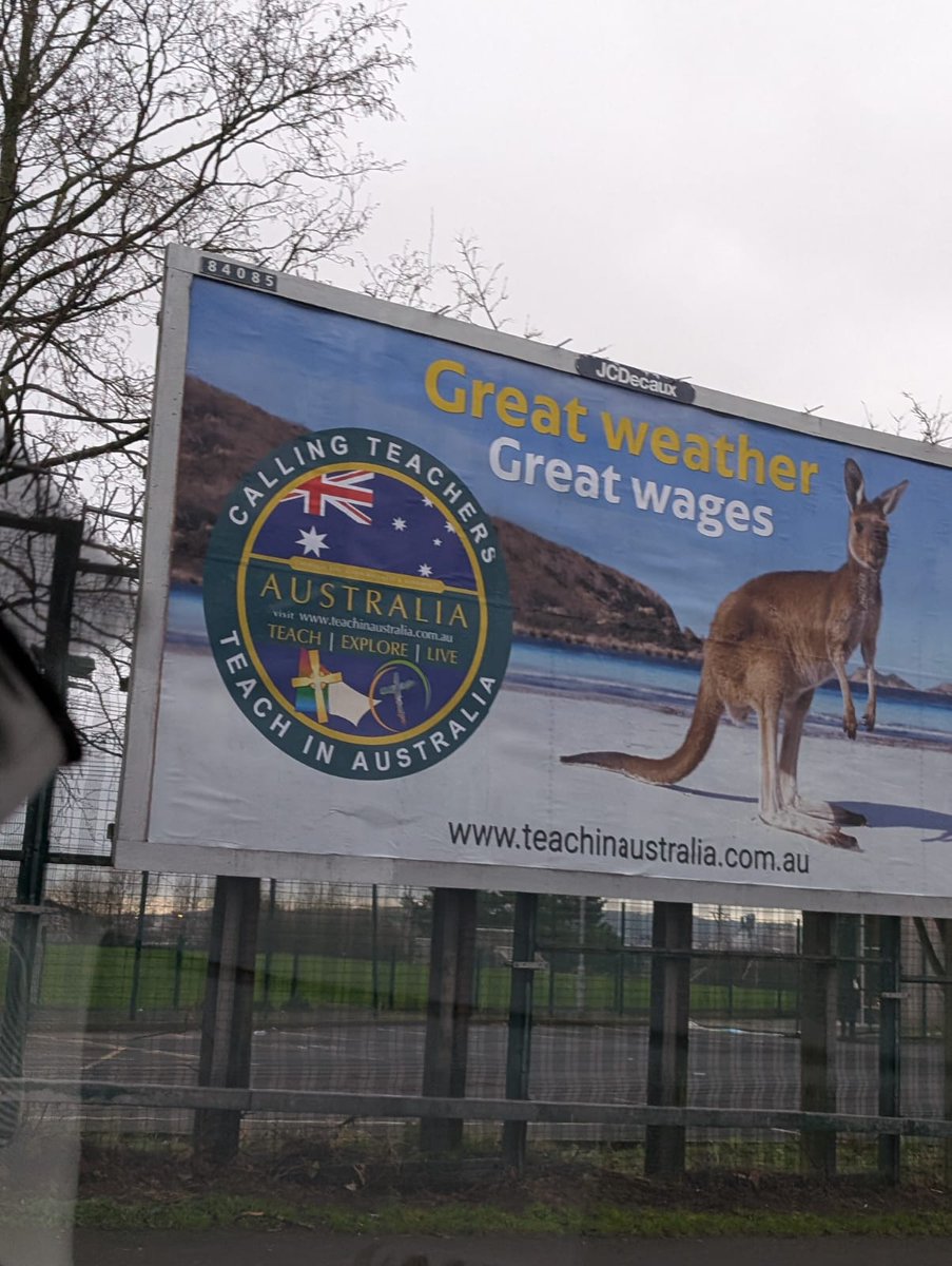 A billboard for a broken education system:

Low wages.
Massive workloads.
No respect from Stormont.