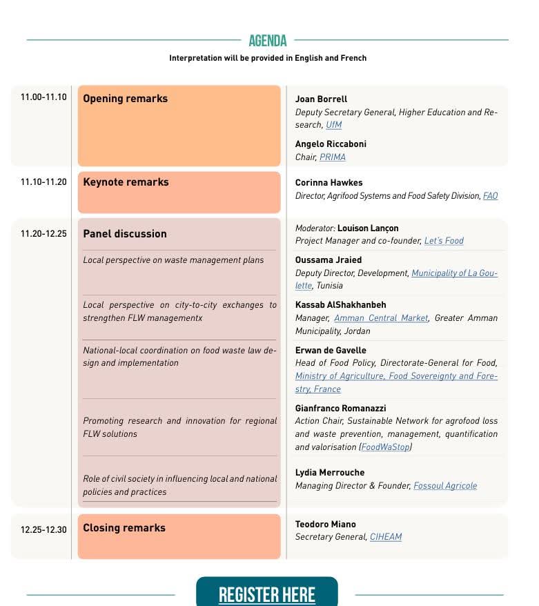 Don't miss, You can follow just now! Webinar: COORDINATING LOCAL AND NATIONAL ACTIONS TO REDUCE FOOD LOSS AND WASTE IN MEDITERRANEAN CITIES, organized by FAO with participation of FoodWaStop Chair Prof Gianfranco Romanazzi. Register and follow now: 

fao.zoom.us/webinar/regist…