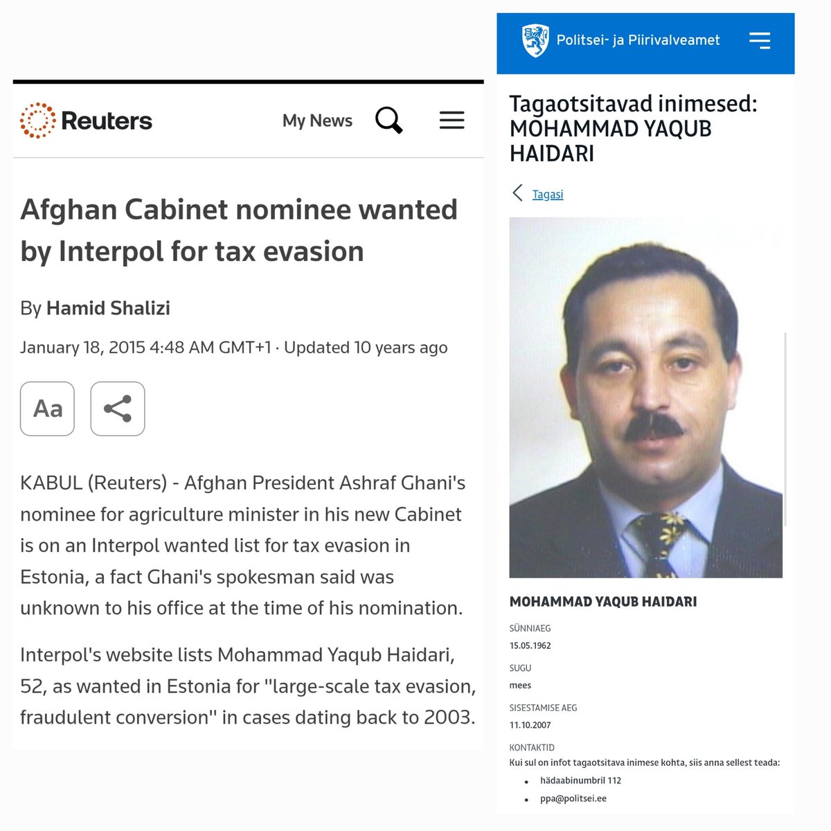 MarsadAfghan's tweet photo. لجنة طالبان تعلن عن عودة حاكم كابول السابق، محمد يعقوب هيداري، إلى أفغانستان. هيداري، المطلوب في إستونيا بتهم "التهرب الضريبي الواسع" و"التحويل الاحتيالي" منذ 2003، عاد من إيران. https://t.co/bWgI5N1v1w