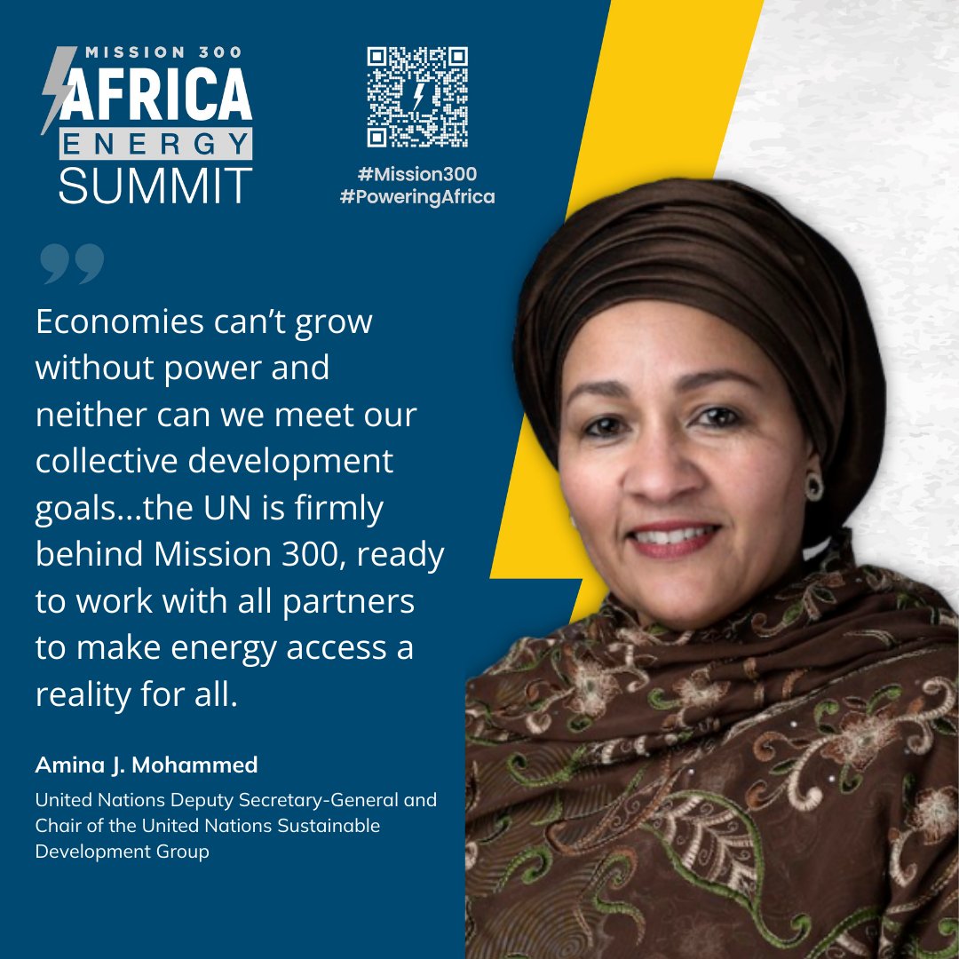 DamilolaSDG7's tweet photo. I would like to echo @UN DSG @AminaJMohammed's words at the #Mission300 Africa Energy Summit:

"Together, we can do it—#PoweringAfrica and advancing the #SDGs." https://t.co/WpeCpZUHC6