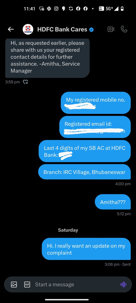 TrinaTalukdar's tweet photo. @HDFCBank_Cares @HDFC_Bank horrible customer service. See screenshot of your service manager literally ghosting me. I've had no follow up on my complaint. I applied for Diner's Club CC but you sent Tata Neu instead. I don't want TataNeu. I want Diner's Club. Please fix this! https://t.co/ZU4h50nbi4