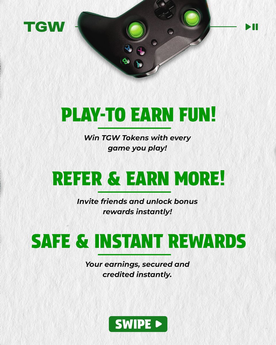 GreenTgw97676's tweet photo. Every game is a chance to grow your wallet!

What are you waiting for? Start gaming today and turn your skills into real rewards. 

#TGWToken #PlayToEarn #TGWCommunity #CryptoGaming #EarnWithTGW #GamingRewards #DeFiGaming #CryptoEarnings #BlockchainGames #PlayAndEarn #Web3Gaming https://t.co/dYWbRotMsb