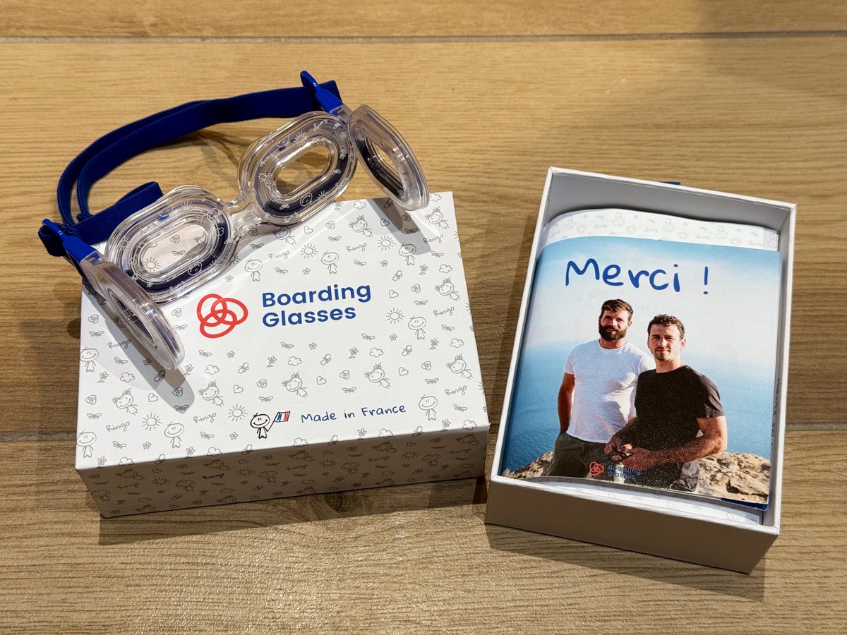 Sebastien 🏞 (@borgetsebastien) on Twitter photo Great catch-up with Antoine & Renaud Jeannin, the 2 brothers & 🇫🇷 French inventors of <a href="/BoardingRing/">Boarding Ring</a> , patented technology that helps fight motion sickness in cars, boats, videogames and space 💪
The very first commercial application was the Boarding Glasses that helped kids Great catch-up with Antoine & Renaud Jeannin, the 2 brothers & 🇫🇷 French inventors of <a href="/BoardingRing/">Boarding Ring</a> , patented technology that helps fight motion sickness in cars, boats, videogames and space 💪
The very first commercial application was the Boarding Glasses that helped kids