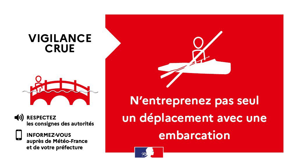 🔴 La #VigilanceRouge pour #crues qui touche l’’#IlleEtVilaine s’étend à la #LoireAtlantique et au #Morbihan.

Des crues majeures sont attendues sur les tronçons de #Seiche, #VilaineAval et #VilaineMédiane.

Soyez très vigilants et tenez-vous informés sur vigilance.meteofrance.fr