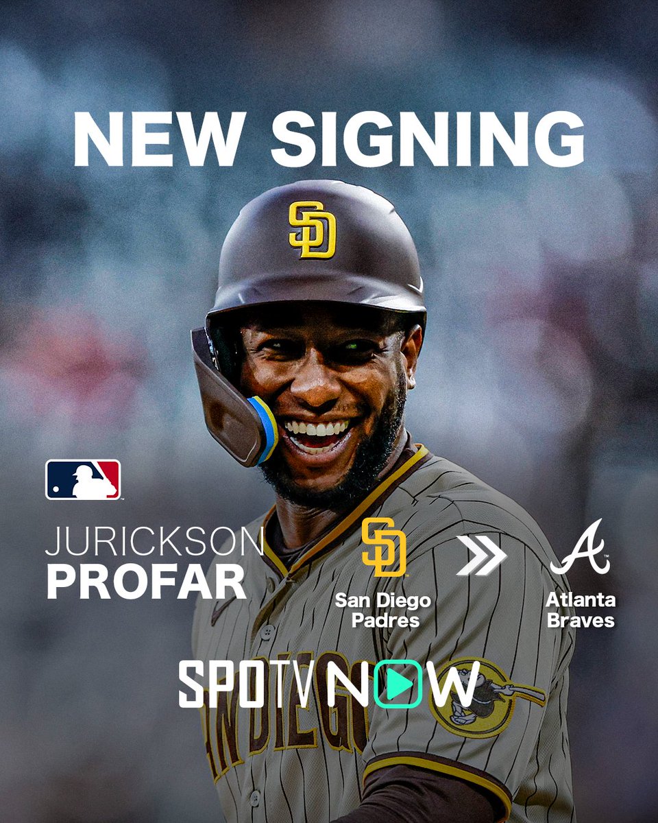 ✍️ #MLB速報 🌟 #ジュリクソン・プロファー（32歳） →ブレーブス パドレスからFAとなっていたプロファーがブレーブスと契約合意！✍️  3年4200万ドル（約65億5400万円）で、契約の1％をブレーブス財団に寄付する内容に✍️ MLB観るなら #SPOTVNOW！⚾️