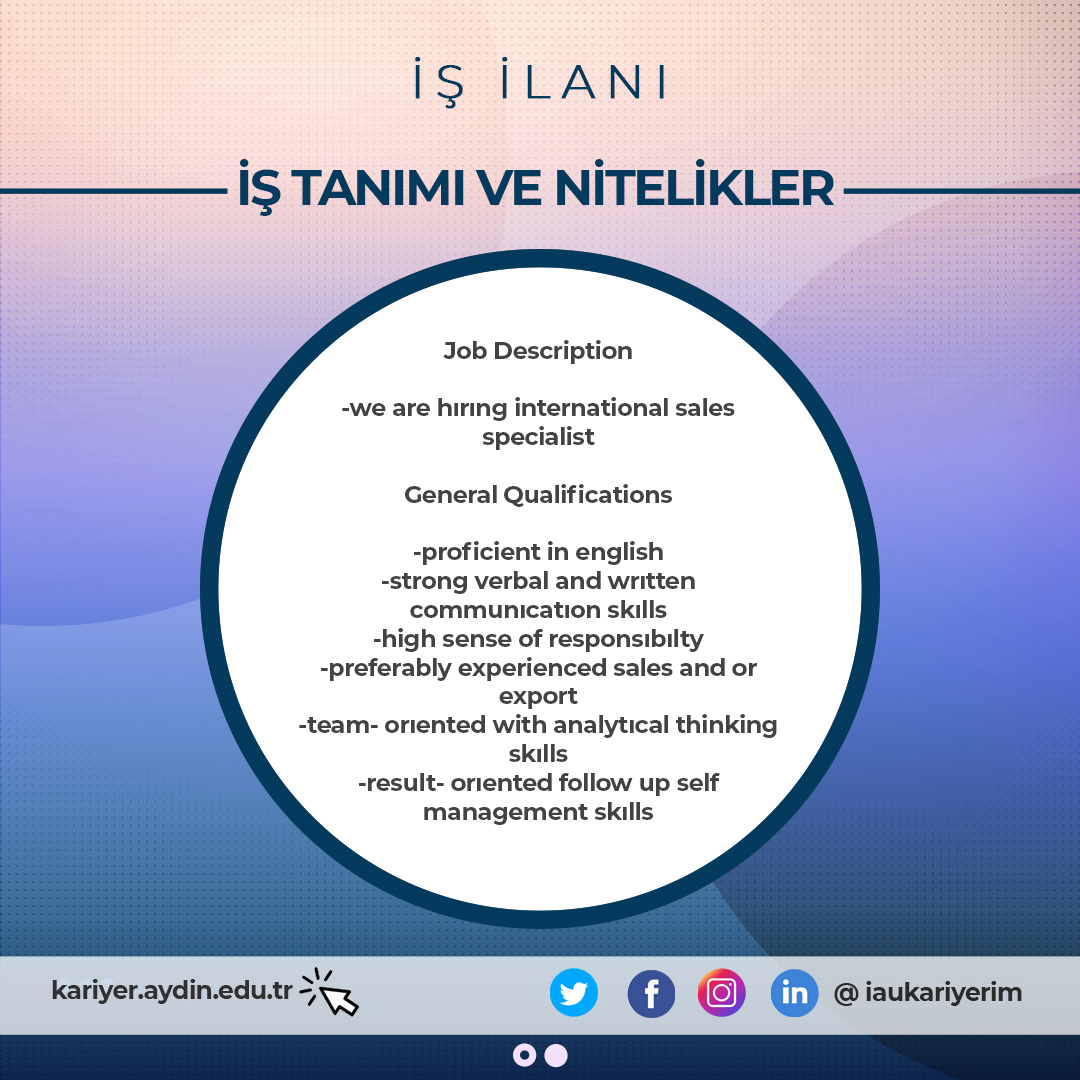 🎉Bau Grup- Job Advert
📷 You can send your CVs via the specified e-mail for application.
@iaukampus
<a href="/iausem/">İAÜ SEM</a>
<a href="/iaumedofficial/">İAÜMED</a>