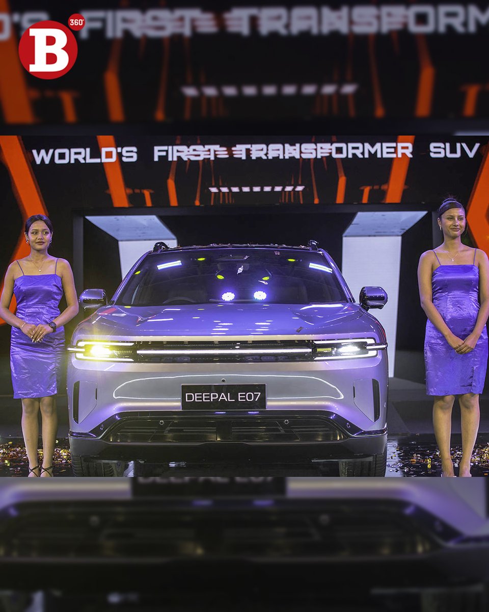 b360nepal's tweet photo. MAW Vriddhi, the official distributor of the pioneering and opulent electric vehicle brand Deepal in Nepal, has unveiled the world’s first ‘Transformer SUV,’ the Deepal E07. #Business360magazine #Business360 #Deepal #DeepalE07 #MAWVriddhi #TransformerSUV - https://t.co/pNa5WavUyi https://t.co/qRS4NZ8gFr