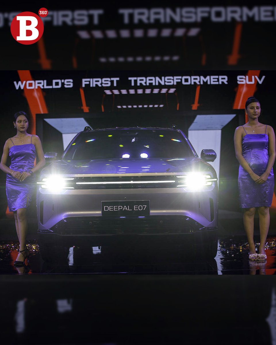 b360nepal's tweet photo. MAW Vriddhi, the official distributor of the pioneering and opulent electric vehicle brand Deepal in Nepal, has unveiled the world’s first ‘Transformer SUV,’ the Deepal E07. #Business360magazine #Business360 #Deepal #DeepalE07 #MAWVriddhi #TransformerSUV - https://t.co/pNa5WavUyi https://t.co/qRS4NZ8gFr