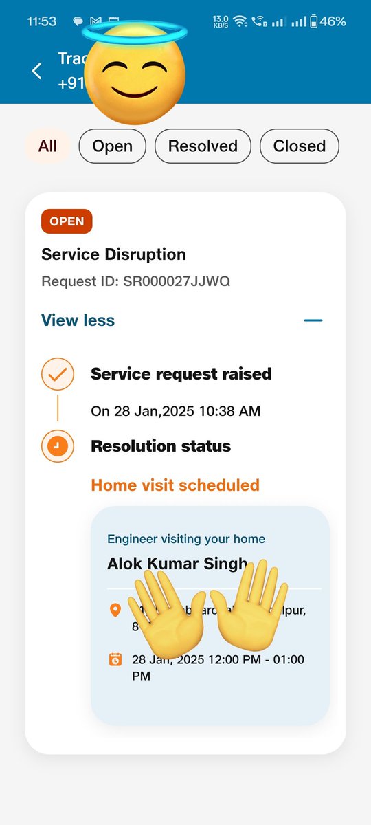 ArmanAzhar3's tweet photo. "@reliancejio Highly disappointed with your service! Alok Kumar Singh, your service engineer, marked me as 'not at home' without even visiting my place. This is unacceptable. Either take proof of his visit or take strict action. Such negligence can't be tolerated. #PoorService" https://t.co/touRDd9Zvh