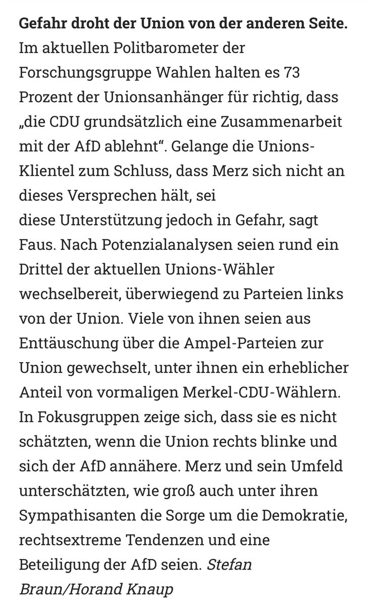 das habe ich heute früh bei den kollegen von <a href="/TableBriefings/">Table.Briefings</a> gelesen. fand ich sehr, sehr interessant, wie stark die cdu-anhänger eine wie auch im geartete kooperation mit der afd ablehnen.