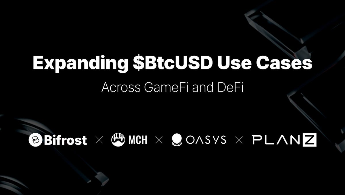We’re excited to announce our new partnership with MCH, Oasys, and PLANZ! 

As part of this partnership, $BtcUSD will be utilized on Gaming DEX, the leading DEX on Oasys, and Ragnarok, Oasys’ first perpetual DEX, with plans to expand into even more DApps in the future.

The use
