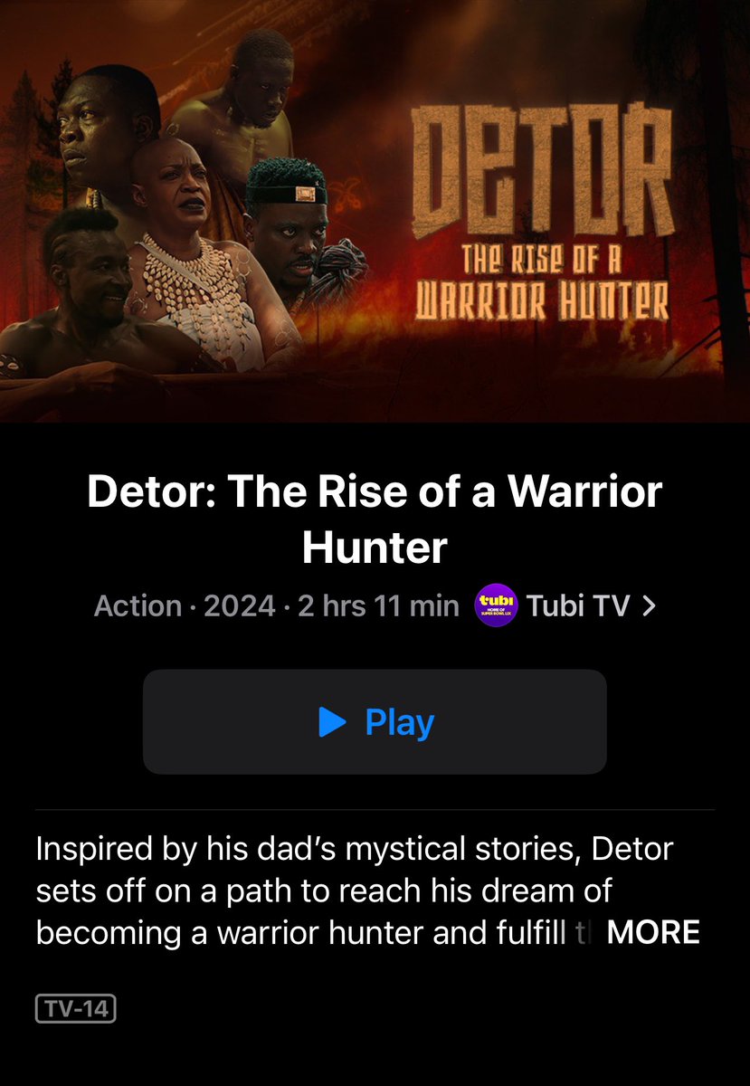 Have you watched Detor - The Rise of A Warrior Hunter? Don’t miss out. Watch it on Tubi <a href="/Tubi/">Tubi</a> and on <a href="/PrimeVideo/">Prime Video</a> If you have to fly, catch it on <a href="/UnitedAirlines_/">United Airlines North America - Parody</a>