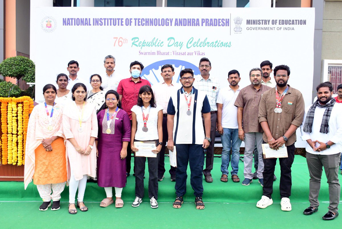 NIT Andhra Pradesh (@nitandhra2015) on Twitter photo On 26th January 2025, we marked the 76th #RepublicDay with pride and patriotism! 🇮🇳 The flag hoisting ceremony reminded us of the sacrifices and values that built our great nation. Let’s uphold the spirit of democracy and unity.
Jai Hind!
<a href="/EduMinOfIndia/">Ministry of Education</a>
#RepublicDay2025 On 26th January 2025, we marked the 76th #RepublicDay with pride and patriotism! 🇮🇳 The flag hoisting ceremony reminded us of the sacrifices and values that built our great nation. Let’s uphold the spirit of democracy and unity.
Jai Hind!
<a href="/EduMinOfIndia/">Ministry of Education</a>
#RepublicDay2025