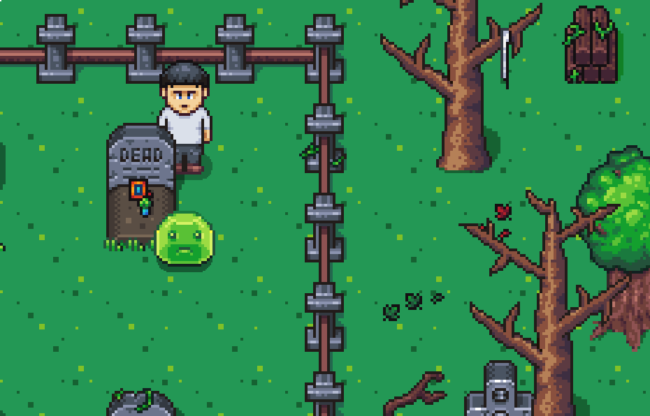 Just me hiding from the local graveyard slime. #GameMaker #indiegamedev #pixelart #gamedev