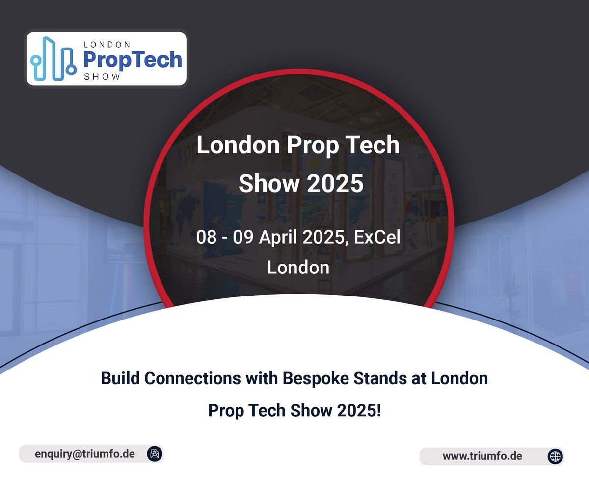 triumfogroup's tweet photo. 🏙️ London PropTech Show 2025 – Where Innovation Meets Real Estate! 🏙️

📅 Mark your calendars and join us for a game-changing experience in London! 🌟

Visit: https://t.co/jihG3Nt047

#LondonPropTech2025 #realestatetechnology #customboothdesign #customstanddesign #exhibition https://t.co/8nj2w5fOk7