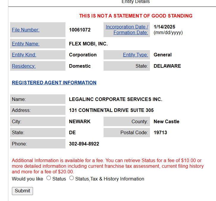 mwabilimwagodi's tweet photo. Khalif Kairo's Flex Mobi was incorporated on 14th January 2025 in Delaware (a shell companies State). He met with his "support" system on 19th January most likely to plan the wash wash activities for this new incorporation. https://t.co/fCxL6D9n8o