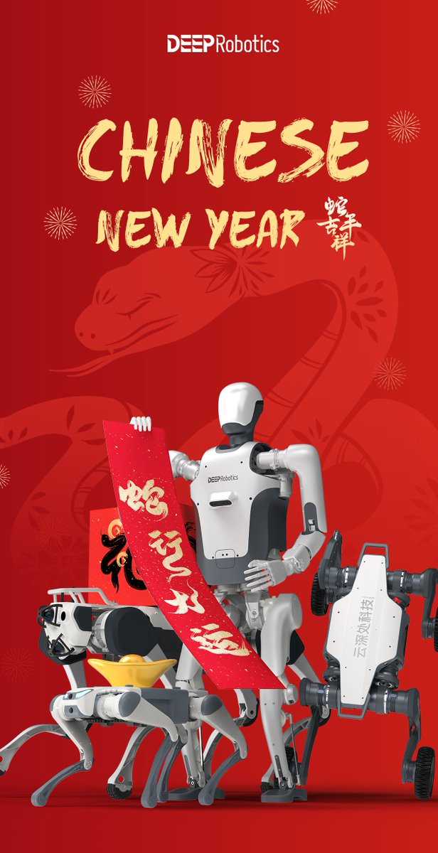 DeepRobotics_CN's tweet image. 🌟Best Wishes from #DEEPRobotics! Happy Chinese New Year!🐍✨ #NewYear #NewYear2025 #springfestival2025 #YearOfSnake