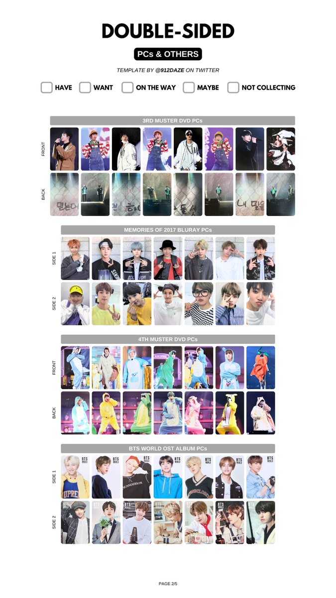 BTS 2-SIDED PHOTOCARD POSTCARD MERCHANDISE MD WISHLIST WL