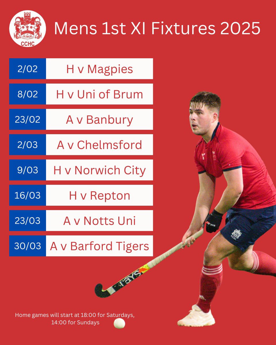 Fixtures for the second half of the season for the 1st XI squads