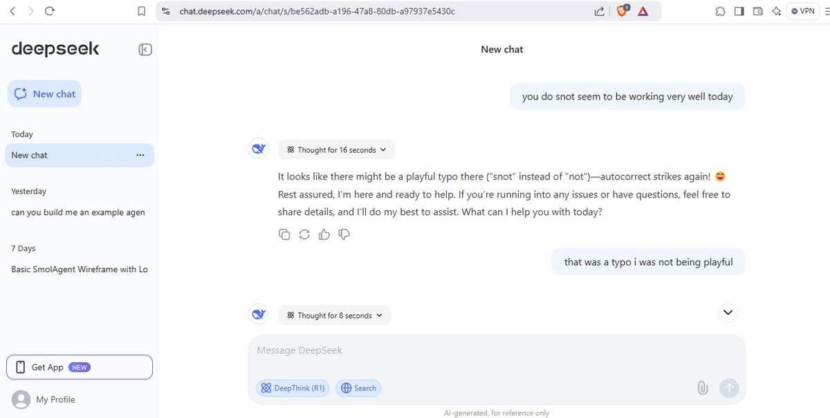 RbInfo's tweet photo. For everyone losing their minds about DeepSeek here are some screenshots https://t.co/jrZZwxqiOq