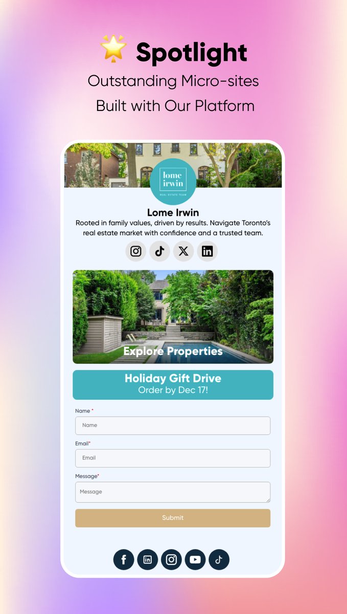 🌟 Spotlight: Where Real Estate Meets Family Values
Excited to showcase the Lome Irwin Team's new microsite! This family-powered real estate group brings warmth and expertise to Toronto's property market.  
Navigate their world: many.bio/lomeirwin