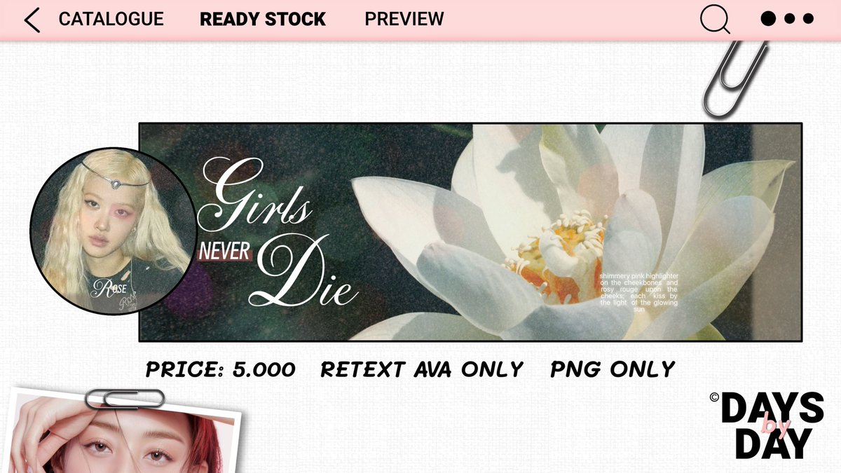 DAYS_BY_DAY's tweet image. Halo, boleh tolong repost? Makasiih

Aku menyediakan lagi layout ready stock giselle, krystal, rose, dan jennie dengan harga 5.000 saja! Bisa retext di ava yaaa &amp;lt;3 Silakan DM jika berminat, jangan lupa @ setelah mention 🤗 #zonauang