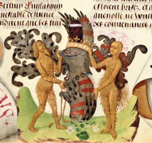 Le 28 janvier 1393 a lieu le célèbre "Bal des ardents" 🔥 qui fit basculer le roi Charles VI dans la folie radiofrance.fr/franceinter/po… L'occasion d'évoquer le "sauvage", figure héraldique plus particulièrement utilisée comme "tenant" de l'écu ou comme cimier #UnescoHeraldry