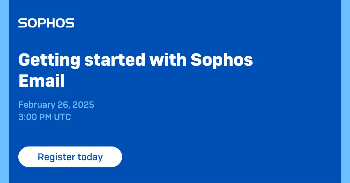 Unlock the full potential of Sophos Email!

Join us on Feb 26, 2025, to learn the key components for setup, deployment, and optimization. Register now: soph.so/gvu5de

#CyberSecurity #SophosEmail