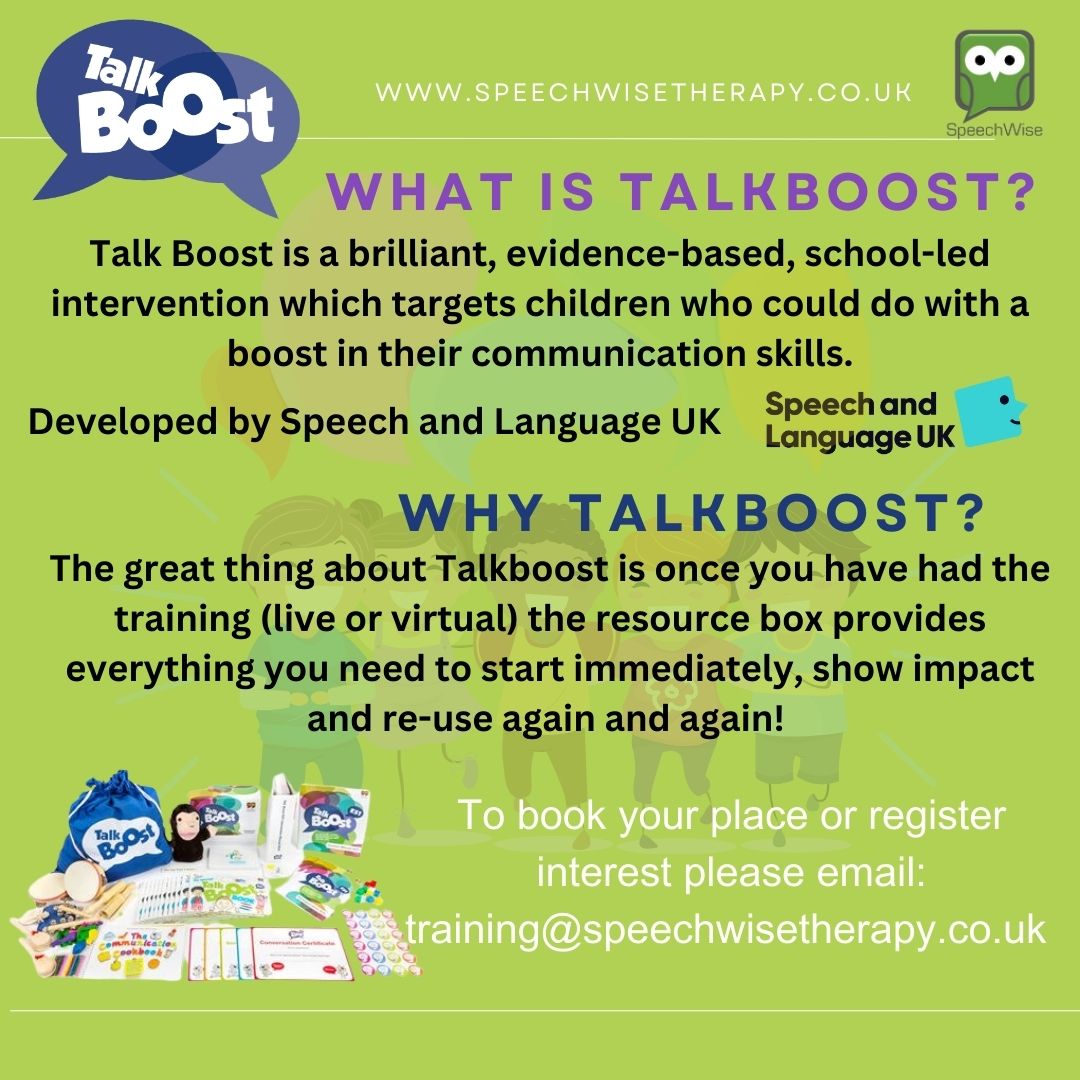 speech_wise's tweet image. We're excited to be able to offer @SpeechAndLangUK #KS2 #talkboost starting in March. The training starts at 3.30 and is virtual. Get in touch to book a place or find out more about the other fabulous trainings we offer. #edutwitter #primaryteacher #teachertwitter #senco