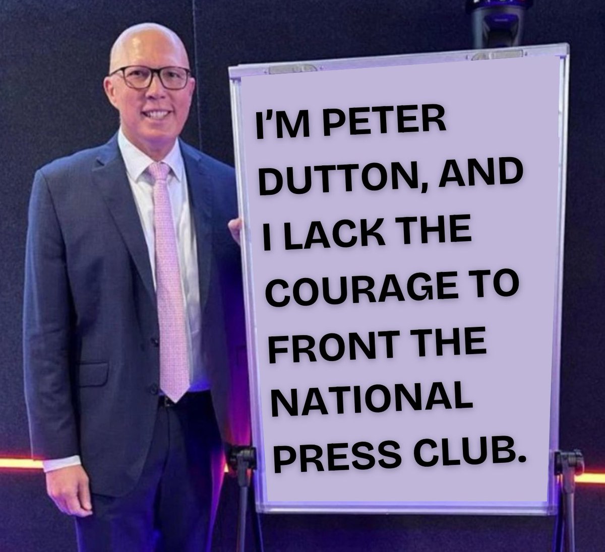 It’s been 1,159 days since Peter Dutton last had the courage to front the National Press Club.

And I’d say this is Dutton’s greatest weakness, his inability to calmly handle simple questions, especially those he doesn’t like.

True leaders don't show this kinda weakness 👇🏼