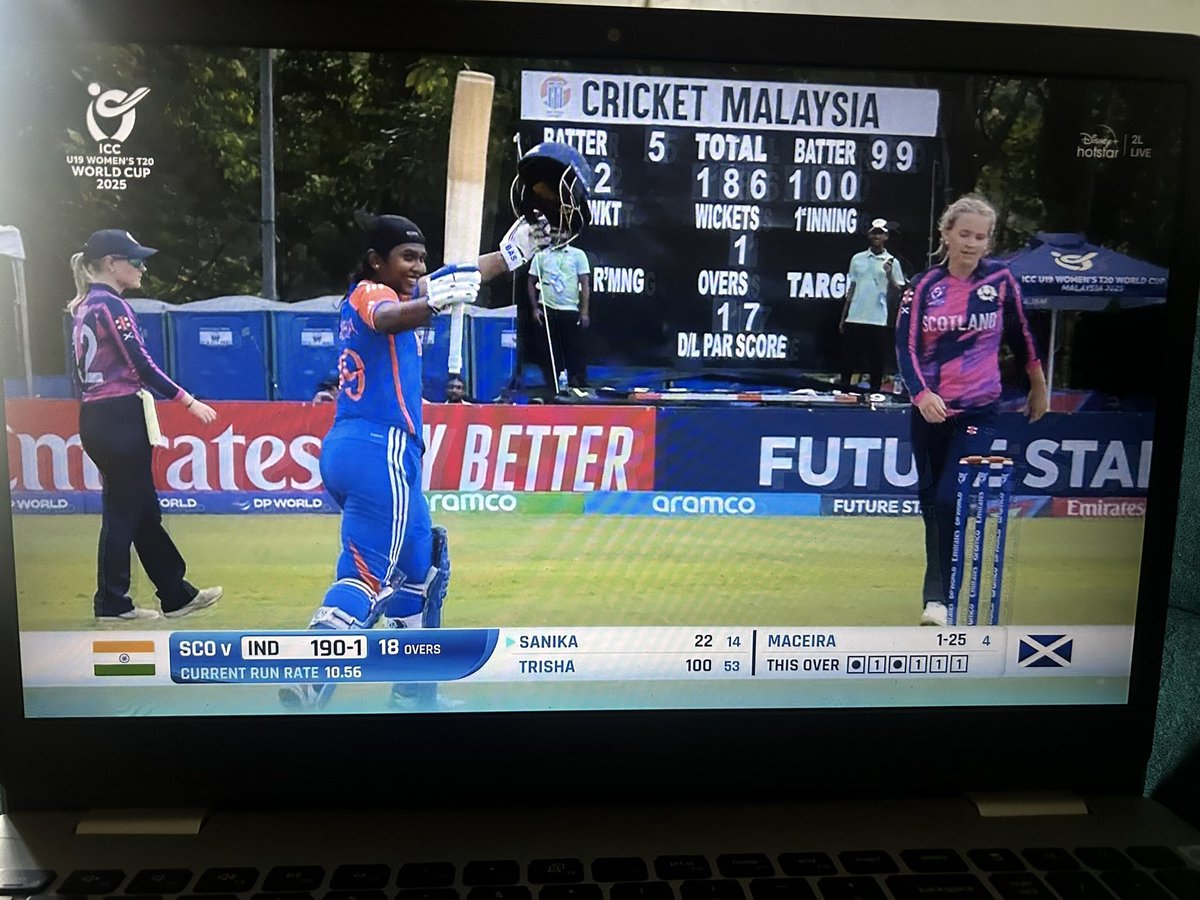 Nisargg_14's tweet photo. 🚨Historic moment🚨
G Trisha becomes the first woman U-19 cricketer to score a century in #U19WorldCup and now holds the record for the highest individual score as well.
#FutureStar #GTrisha #ICC #IndianCricket https://t.co/9w5A8WDnXN