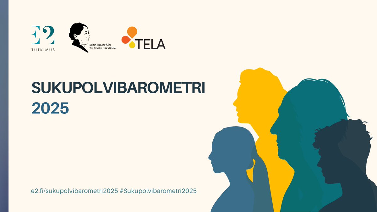 Selvitimme eri ikäisten suomalaisten sukupolviin ja ikääntymiseen liittyviä näkemyksiä.

📖Tutustu E2 Tutkimuksen, Miina Sillanpään Säätiön ja Työeläkevakuuttajat Telan toteuttamaan Sukupolvibarometriin täällä 👇
e2.fi/sukupolvibarom…

...tai lue tärkeimmät nostot alta! 🧵