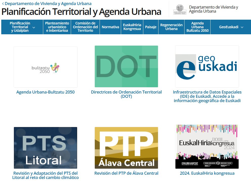Recuerda que TODO EL CONTENIDO TÉCNICO de la viceconsejería de Planificación Territorial y Agenda Urbana se encuentra disponible en la web:
euskadi.eus/web01-a1lurra/…