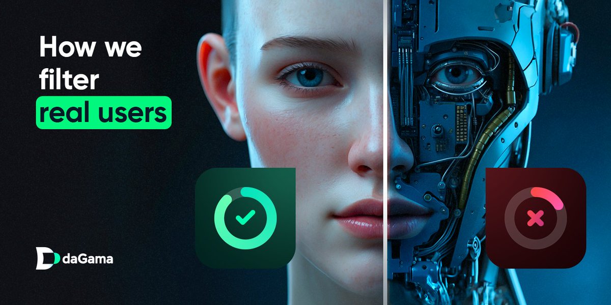 How we filter real users at daGama 🚨

In the world of Web3, trust is key. At daGama, we make sure every user is real. Here’s how our cutting-edge tools ensure our community stays authentic and secure:

🔹Behavior analysis: Monitoring user actions for consistent, real patterns.
🔹ML-captcha: AI-driven tests to keep bots out.
🔹Reaction time: Detecting human-like time intervals between actions.
🔹Behavioral patterns: Analyzing unique user trails to ensure authenticity.
🔹Review analysis: Spotting fake content through text stylometry.

We’re building a safe space for explorers and contributors alike.
Ready to make a difference? Try the app now: https://t.co/NPqtdSNjHt