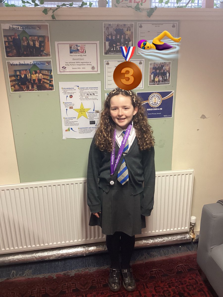 We are very proud of one of our pupils recent success at the Scottish Swimming Championships in Aberdeen. She came 3rd, achieving a bronze medal. Well Done! 🥉