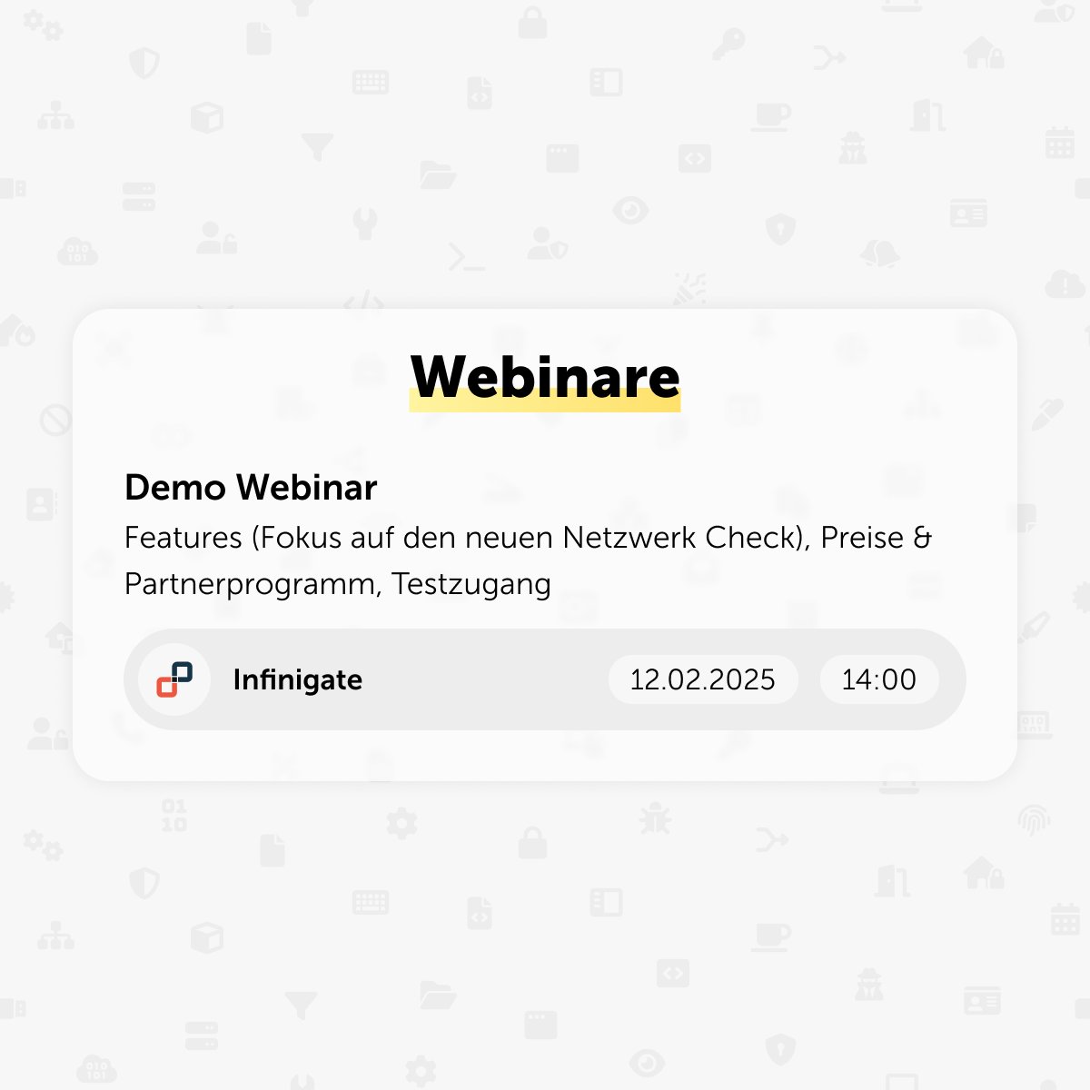 Unsere Webinare &amp; Workshops im Februar💡

Jetzt anmelden 👉 lywand.com/news?date=01.0…

#lywandevents #partnerworkshops #webinare #fokusmsp #infinigate #msp #mssp #itsecurity #securityaudit #securityauditplattform #lywandsoftware #lywand