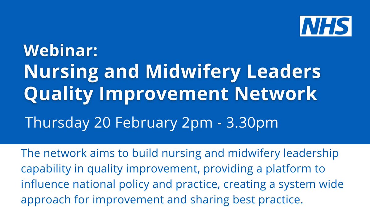 Together we're co-designing and developing this community of nursing and midwifery leaders who have direct responsibility for or a background in quality improvement. #teamCNO

Sign up to join the network here: bit.ly/3FQRGNy