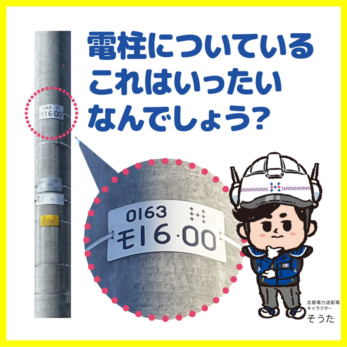 そうたの＼めざそう！送配電博士／ 【この番号は何？】 電柱につけられ