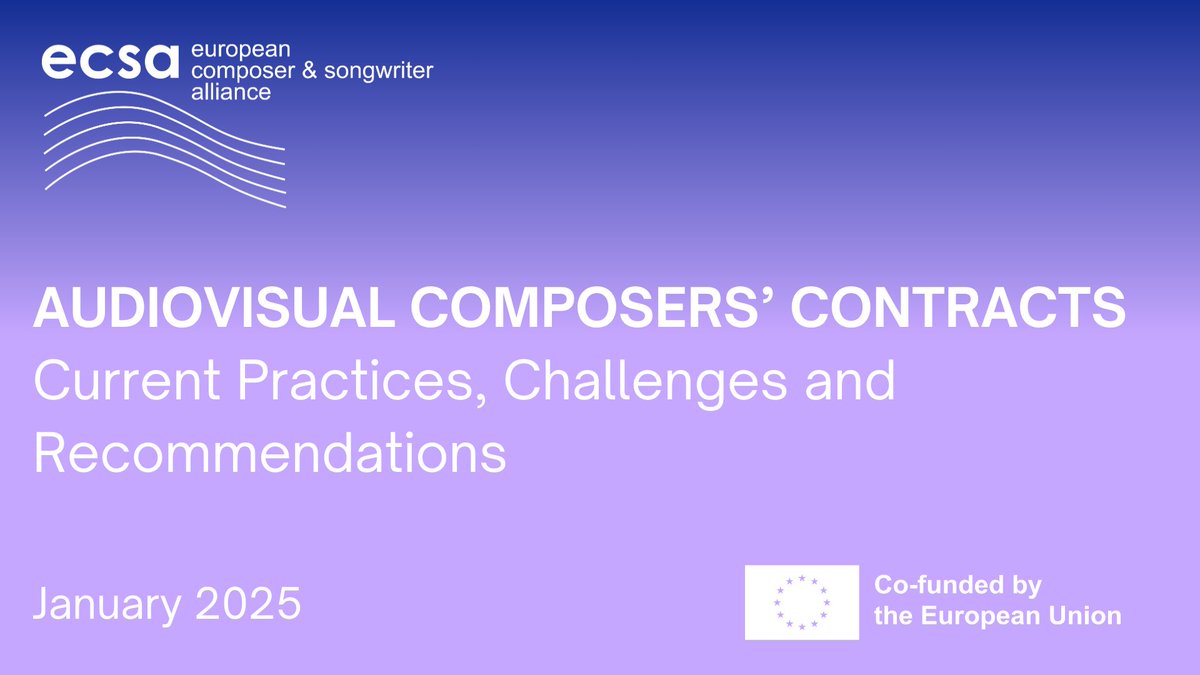 Creators_ECSA's tweet image. Today, ECSA publishes its Report on #Audiovisual Composers' Contracts. Drawing on consultations with our members from across Europe, the report outlines and denounces various harmful and persistent contractual challenges faced by European audiovisual #composers, such as:
🔷…