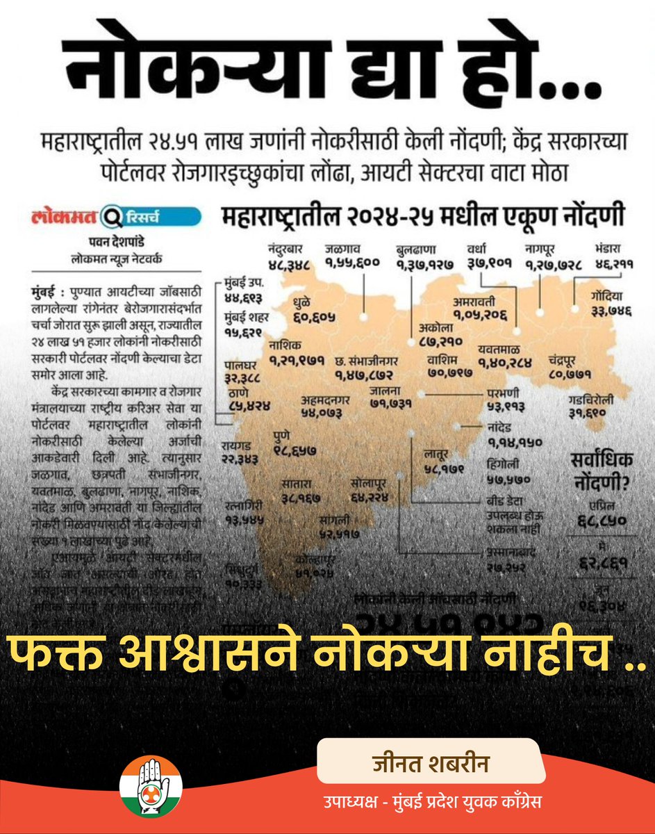 ShabrinZeenat's tweet image. २०१४ पासून राज्यात गुंतवणुकीचे मोठे दावे करण्यात आले, पण प्रत्यक्षात अनेक प्रकल्प कागदावरच राहिले. रोजगार निर्मितीच्या आकड्यांमागे बेरोजगारी वाढली. #MaharashtraJobs #HaathBadleGahalaat #YouthEmpowermen