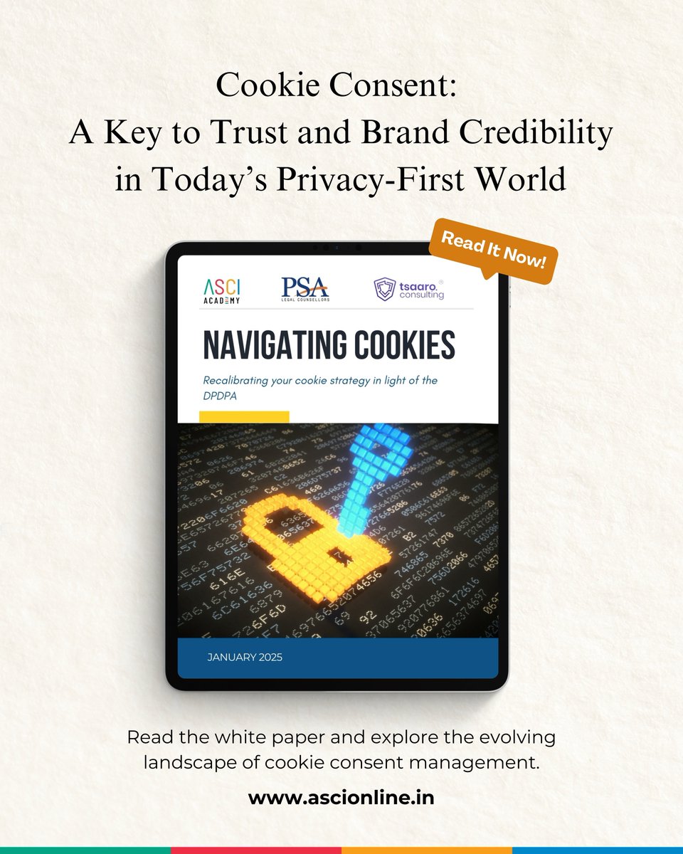 To mark Data Privacy Day on January 28th, we’re pleased to announce the release of our latest whitepaper: "NAVIGATING COOKIES: Recalibrating Your Cookie Strategy in Light of the DPDPA."

To know more about the white paper: bit.ly/Navigating_Coo…

#DPDPA #PrivacyMatters #Cookies