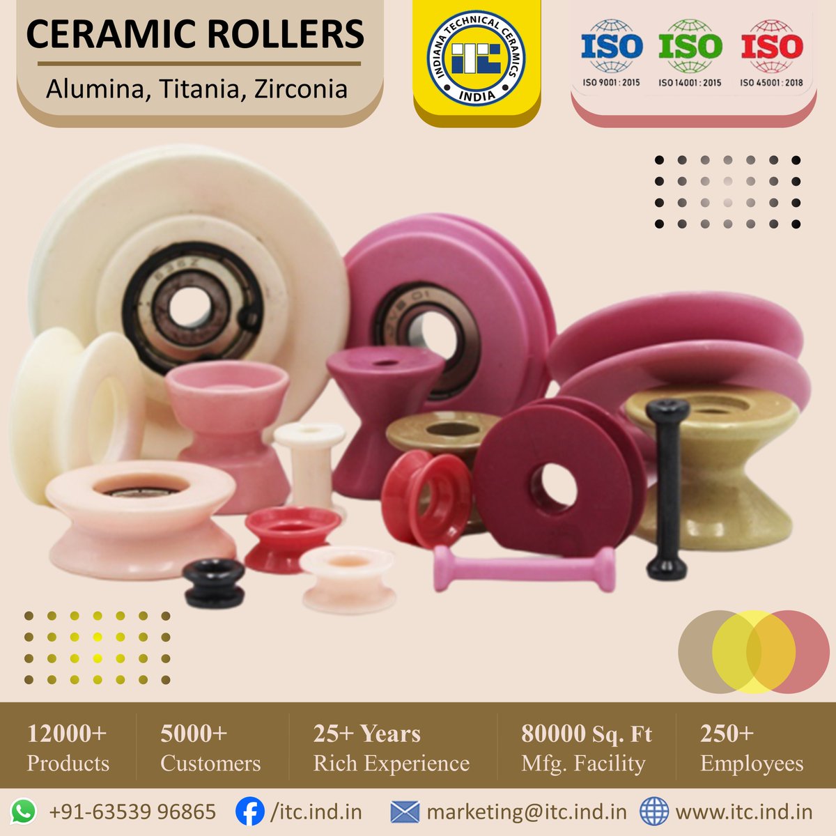 GopalSharmaItc's tweet photo. Manufacturer of High Alumina Ceramic Guides &amp; Yarn Tensioners for Textile &amp; Wire Industry

Contact: Gopal Sharma
+91 63539 96865 | marketing@itc.ind.in

#CeramicRoller #Pulley #CeramicPulley #Roller #WireGuide #YarnGuide #YarnTwisting #Wire #Cable #Textiles #Cotton #Manufacturer https://t.co/GjbLRSCVes