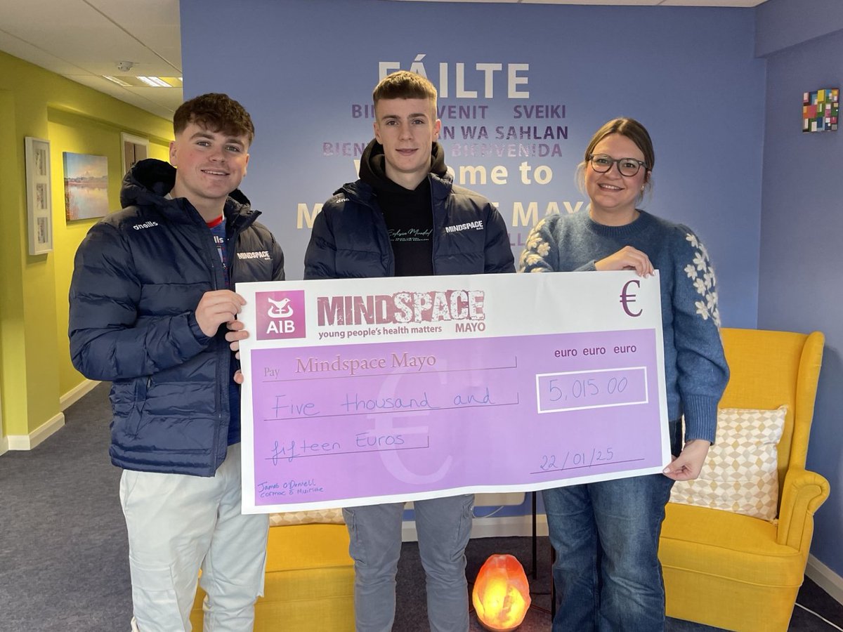Cormac Ó Muirithe &amp; James O Donnell from Belmullet ran 5km every day last November, raising €5,015 for Mindspace!‍ 
Thank you both so much for this and for spreading the word about Mindspace💜 

We have a Belmullet outreach every Tues, call 094 906 7001 for info.