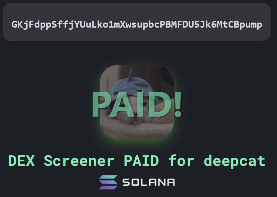 GubsGambles's tweet photo. Scanning the trenches and this one if 8 hours old and holding well, looks like community has paid the DEX update, currently on a slow uptrend sitting at 34k mc. #DEEPCAT
if you like low risk on degens this would be the one. given there are multiple deep ai tokens sending and the deep seek meta is super hot and in headlines, the memes cuteness alone w/name fits.
CA
GKjFdppSffjYUuLko1mXwsupbcPBMFDU5Jk6MtCBpump
aped smol