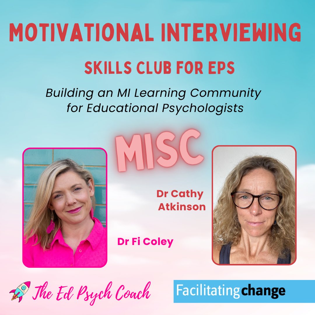 Dr Fiona Coley 🚀 The Ed Psych Coach (@fiona_coley) on Twitter photo Join our next Motivational Interviewing Skills Club (MISC) this Friday 31.01.25 at 10-11:30am
eventbrite.co.uk/e/mi-skills-cl…
#TwitterEPs <a href="/DrCathyAtkinson/">Cathy Atkinson</a> Join our next Motivational Interviewing Skills Club (MISC) this Friday 31.01.25 at 10-11:30am
eventbrite.co.uk/e/mi-skills-cl…
#TwitterEPs <a href="/DrCathyAtkinson/">Cathy Atkinson</a>