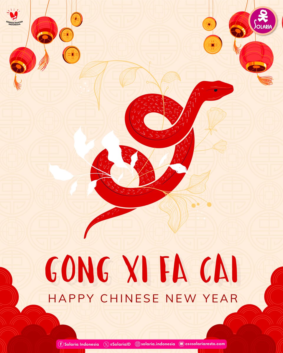 SolariaID's tweet photo. 🏮Gong Xi Fa Cai 🏮
.
Selamat Tahun Baru Imlek bagi #Solarians yang merayakan
.
Semoga keberuntungan dan kebahagiaan selalu menyertai kita semua ✨
.
#Solaria #Solariaresto #Solariaindonesia #Imlek2025 https://t.co/eAxYMMcF3p