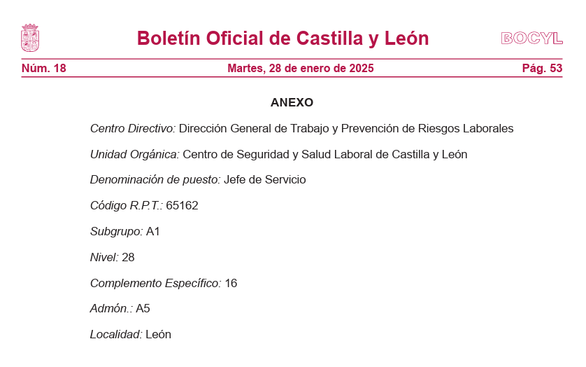prevencionjcyl's tweet photo. BOCYL 28/01/25

ORDEN IEM/40/2025, de 21 de enero, por la que se anuncia convocatoria pública para cubrir, mediante el sistema de libre designación, el puesto de trabajo que se cita.

https://t.co/Q1ZtSWduEw https://t.co/oZz5x1q35N